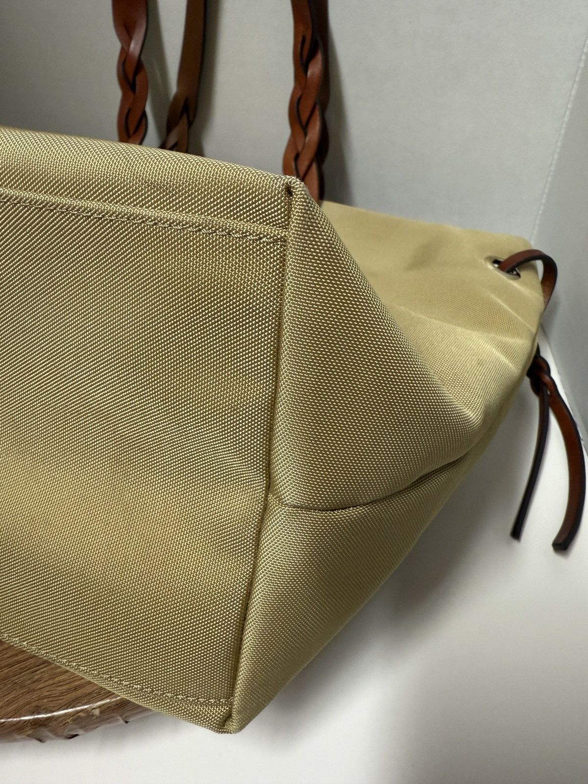 Dooney & Bourke Dooney & Bourke Khaki Nylon Tote Braided Leather Handles Size ONE SIZE - 8 Thumbnail