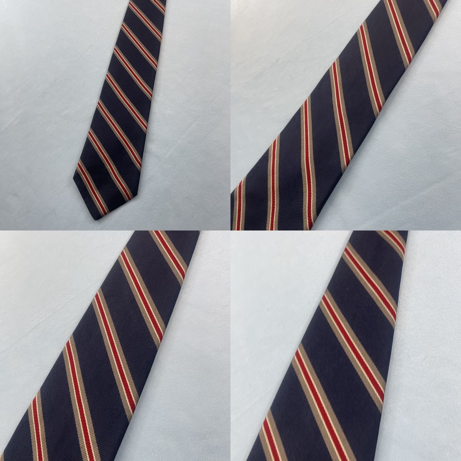 Stafford VINTAGE Stafford Silk Wide Striped Necktie 90s Men Repp Blue Red Silver Gray Read 4x58 Tie Size ONE SIZE - 9 Thumbnail