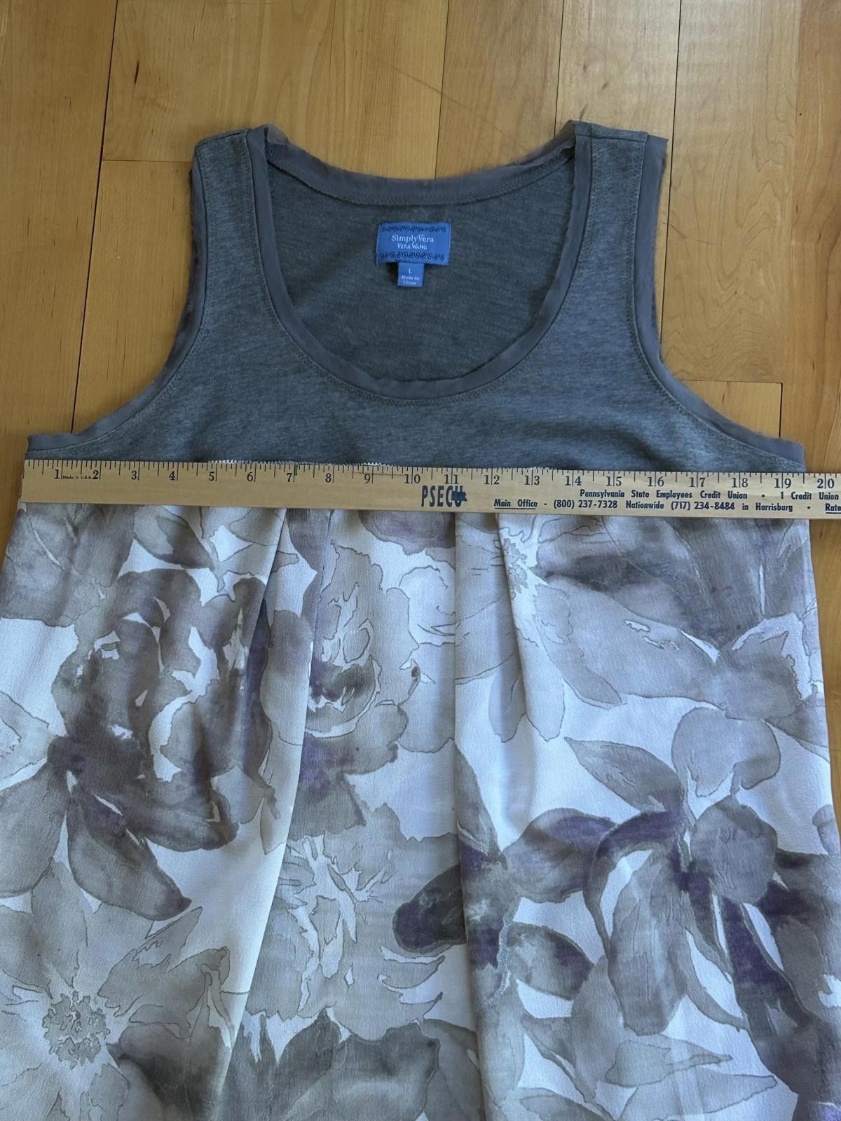 The Unbranded Brand Simply Vera Wang Floral Tunic Dress Raw Edge Gray Top sz L Size L / US 10 / IT 46 - 5 Thumbnail