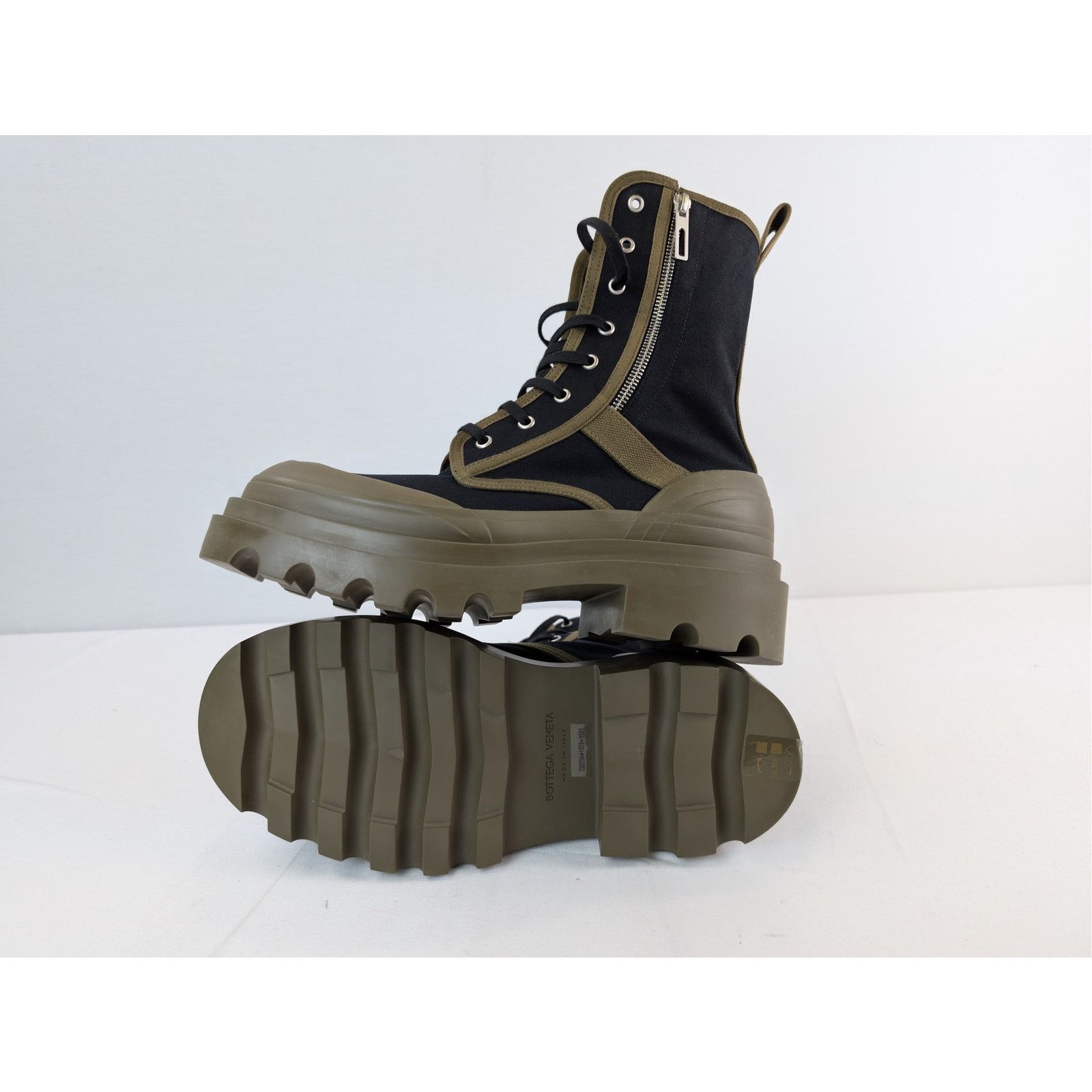 Bottega Veneta o1rshd1 Canvas Lace up Boots in Black Size US 10 / EU 43 - 12 Thumbnail