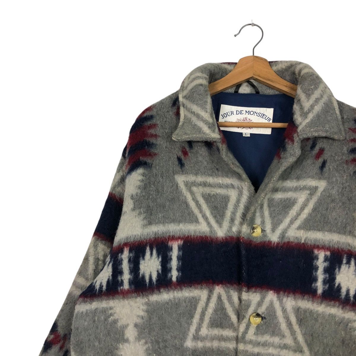 Japanese Brand 🔥VINTAGE WOOL JACKET NAVAJO JOUR DE MONSIEUR ISSEY MIYAKE Size US L / EU 52-54 / 3 - 9 Thumbnail