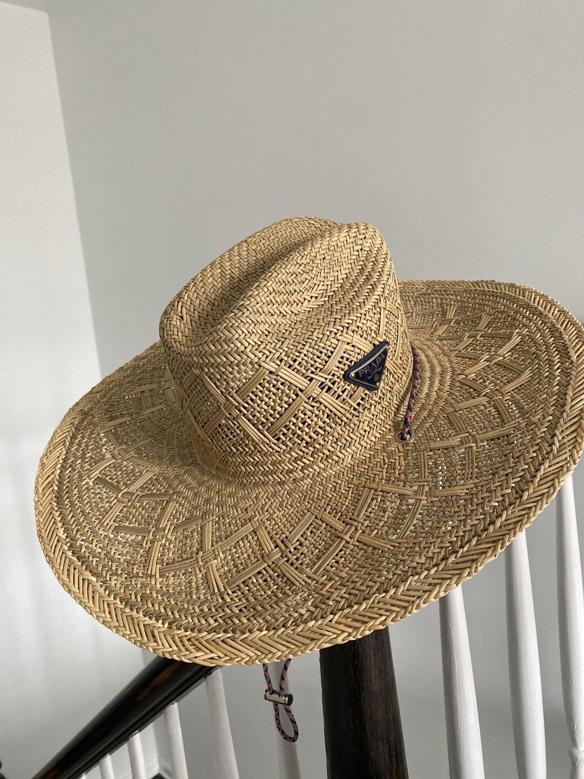 Prada Prada Triangle Logo Straw Woven Hat Size ONE SIZE - 1 Thumbnail
