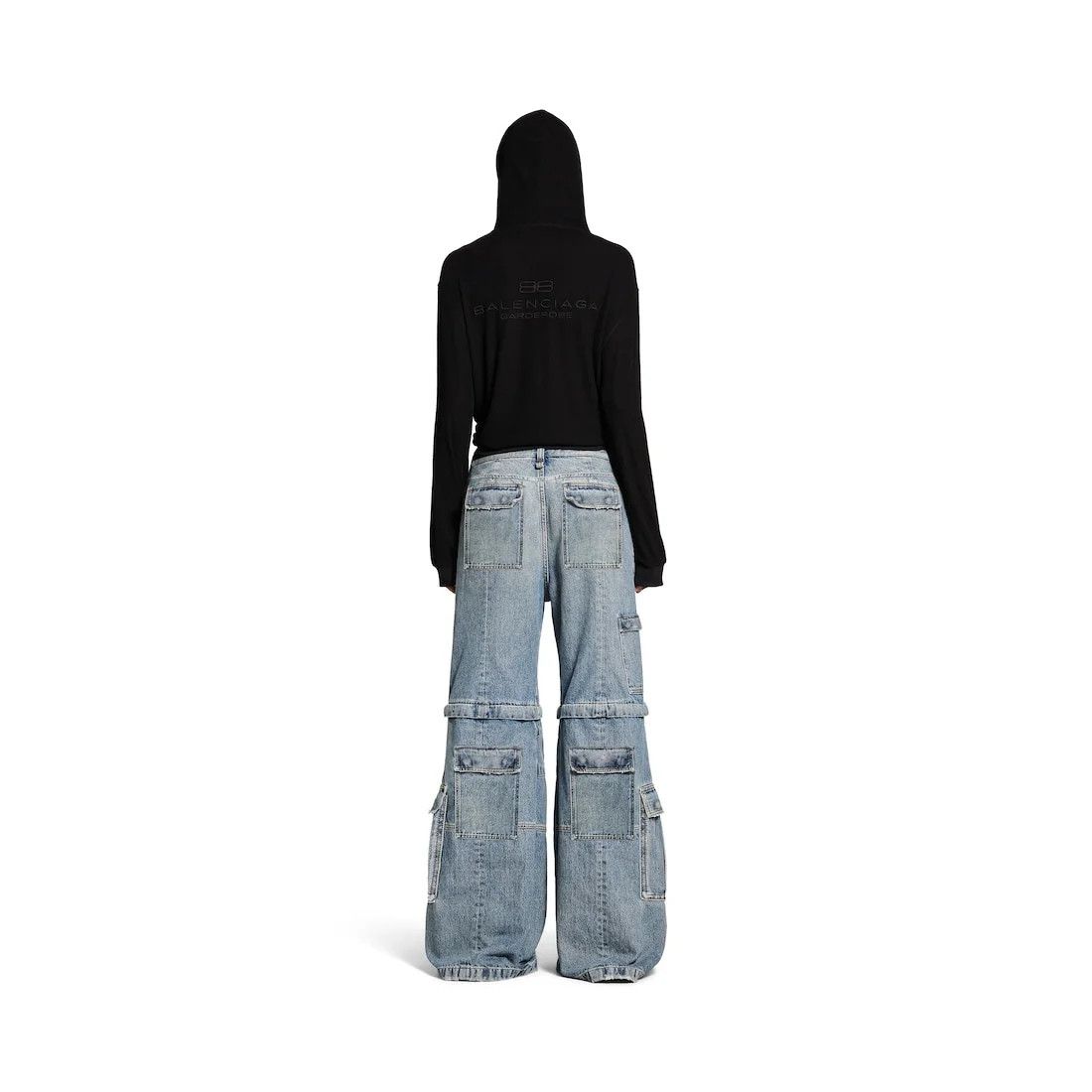 Balenciaga o1tr1nto0426 Flared Cargo Pants in Blue Size 25" / US 0 / IT 36 - 4 Thumbnail