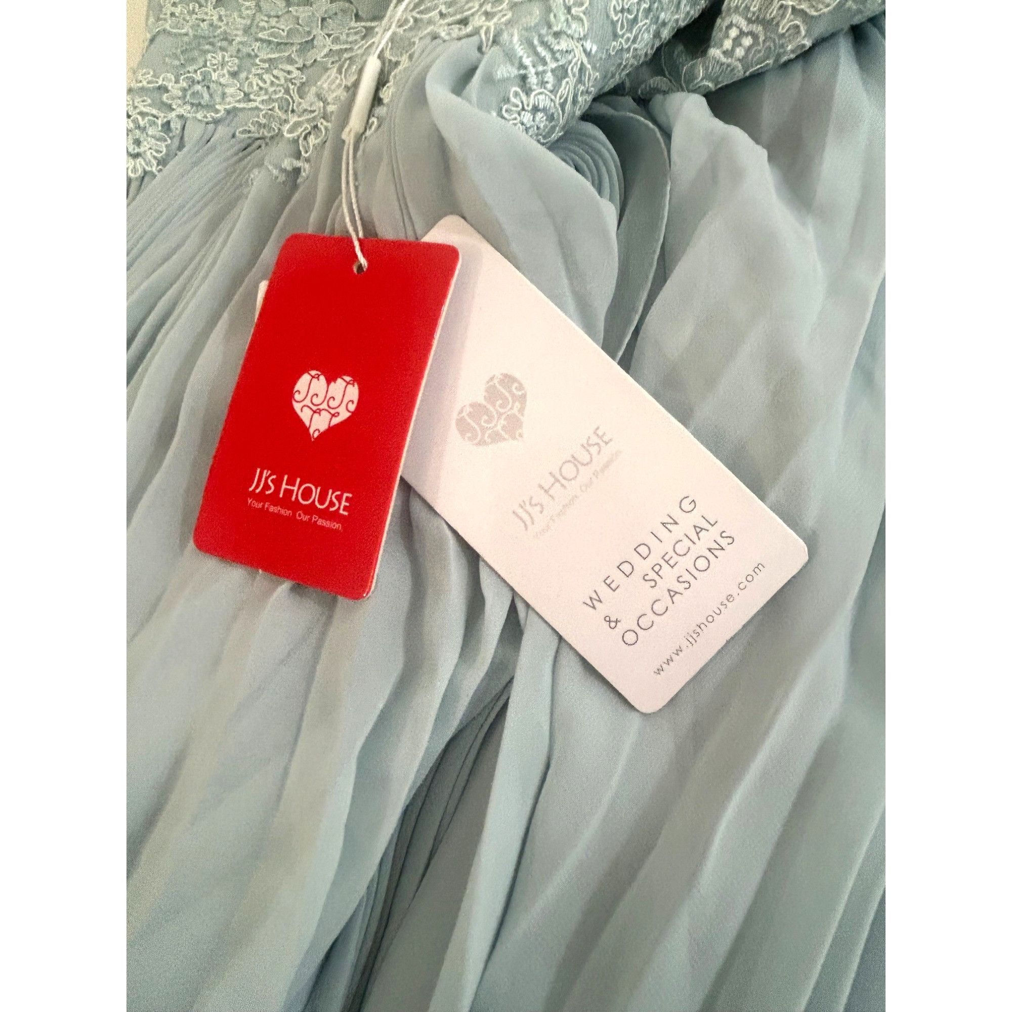 Other JJ’s House Cocktail Dress 4 Blue Green Lace Chiffon Pleats S Size S / US 4 / IT 40 - 5 Thumbnail