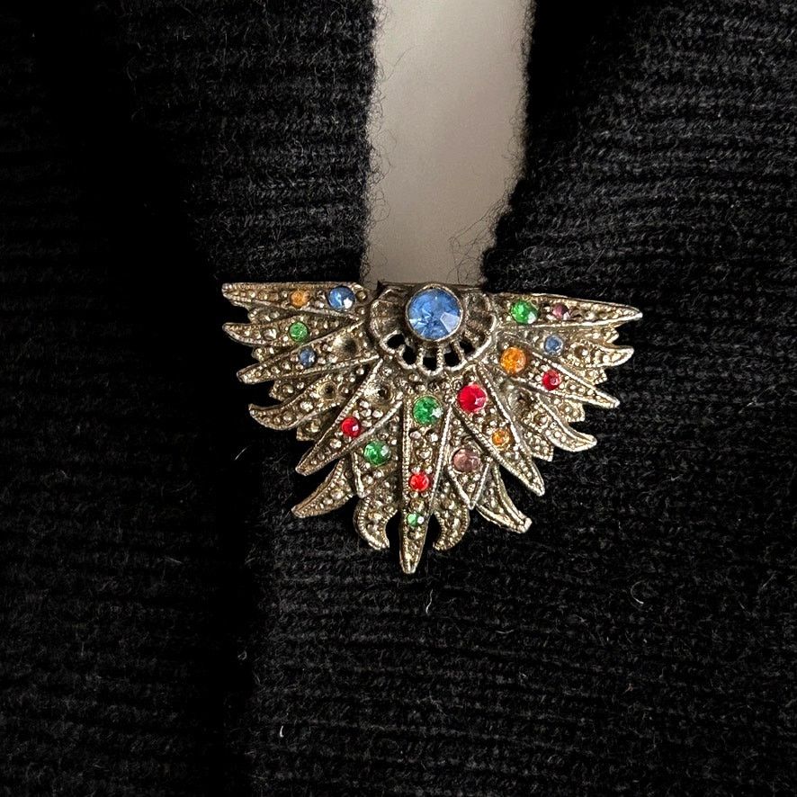 Vintage Vintage 1930s–40s Winged Rhinestone Fur Clip Art Deco Size ONE SIZE - 1 Thumbnail