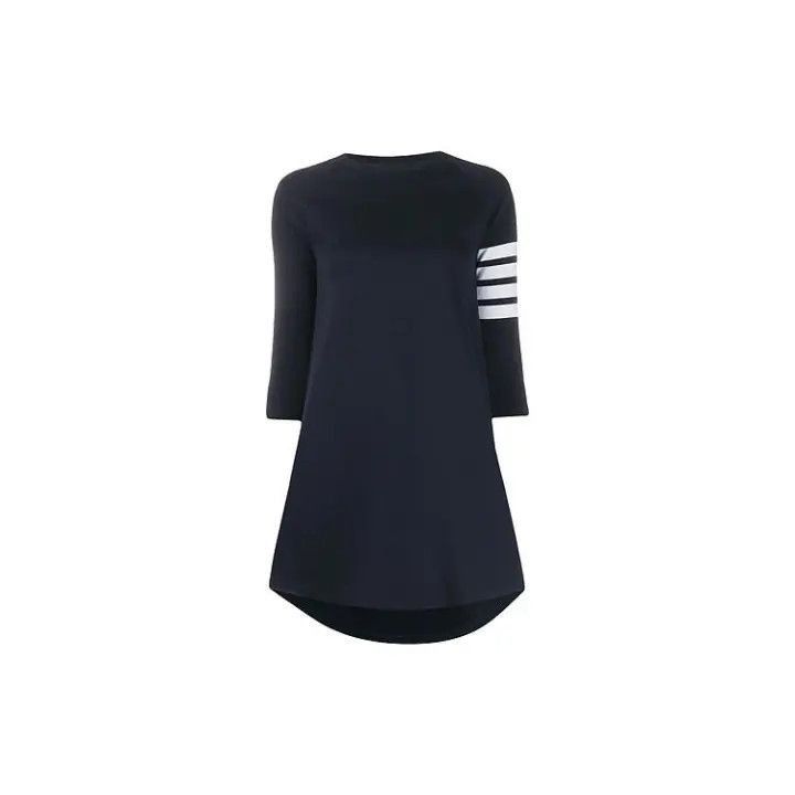 Thom Browne Thom Browne Blue Striped Knit Dress for Women -2507 Size L / US 10 / IT 46 - 7 Thumbnail