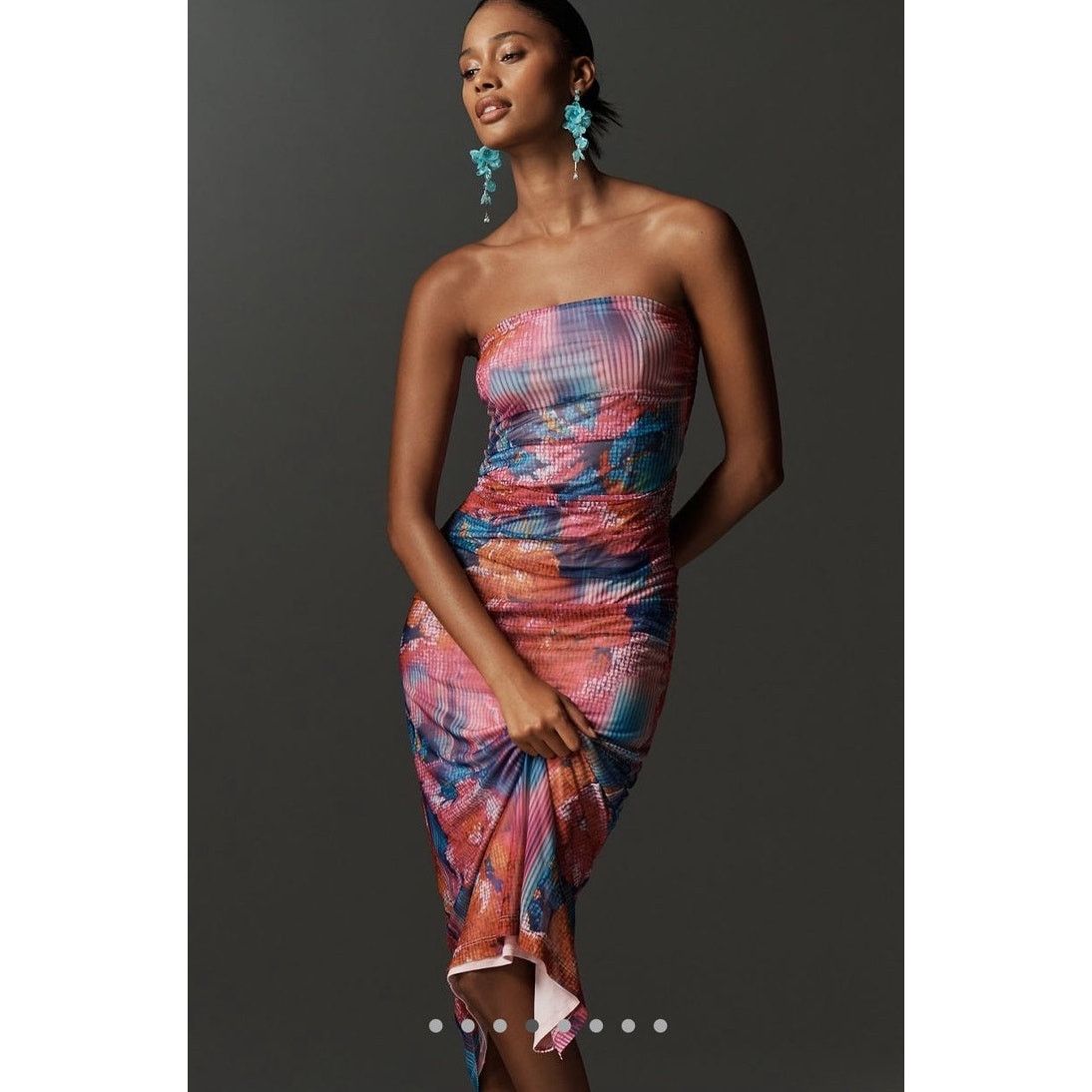 Anthropologie NWT Anthropologie Soliel Slim Strapless Ruched Mesh Dress Size L / US 10 / IT 46 - 1 Thumbnail