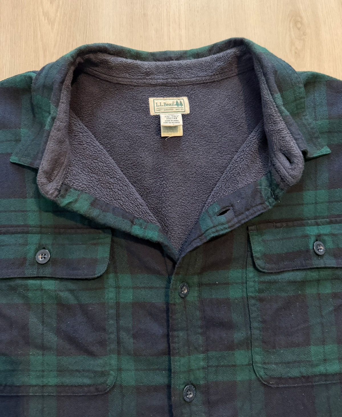 L.L. Bean LL Bean Blue / Green Plaid Flannel Fleece Lined Sz XL Tal Size US XL / EU 56 / 4 - 3 Thumbnail