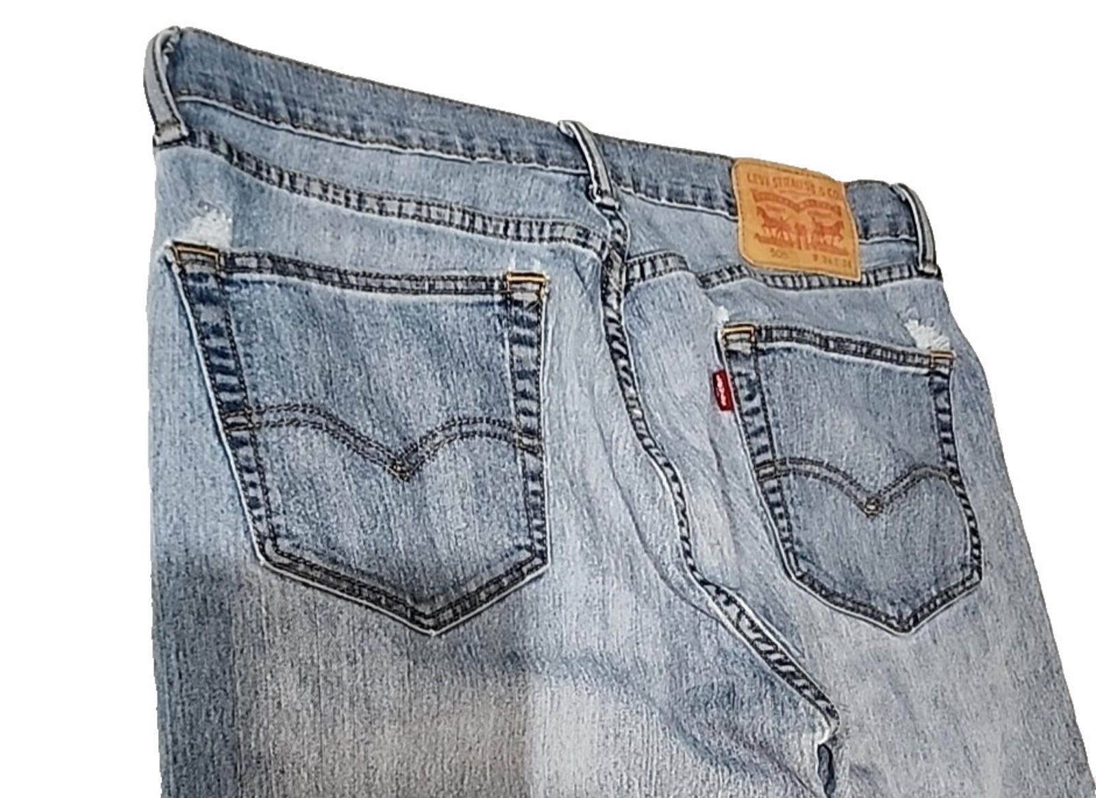 Levi's Levi's 505 Mens Jeans Actual 34Wx33L Blue Denim Regular Fit Size US 34 / EU 50 - 2 Thumbnail