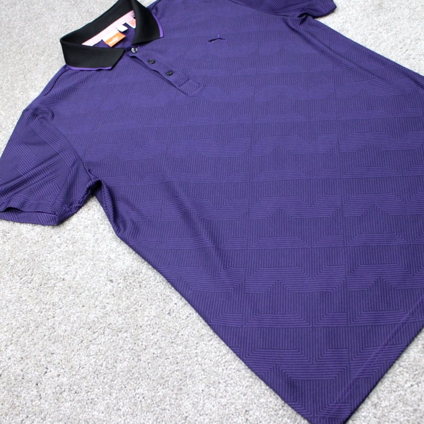 Puma PUMA Polo Shirt Mens Large Purple Dry Cell Wicking Jacquard Short Sleeve Golf Clothing Polo Mens Large Purple Jacquard Dry Cell Golf Shirt Size US L / EU 52-54 / 3 - 7 Thumbnail