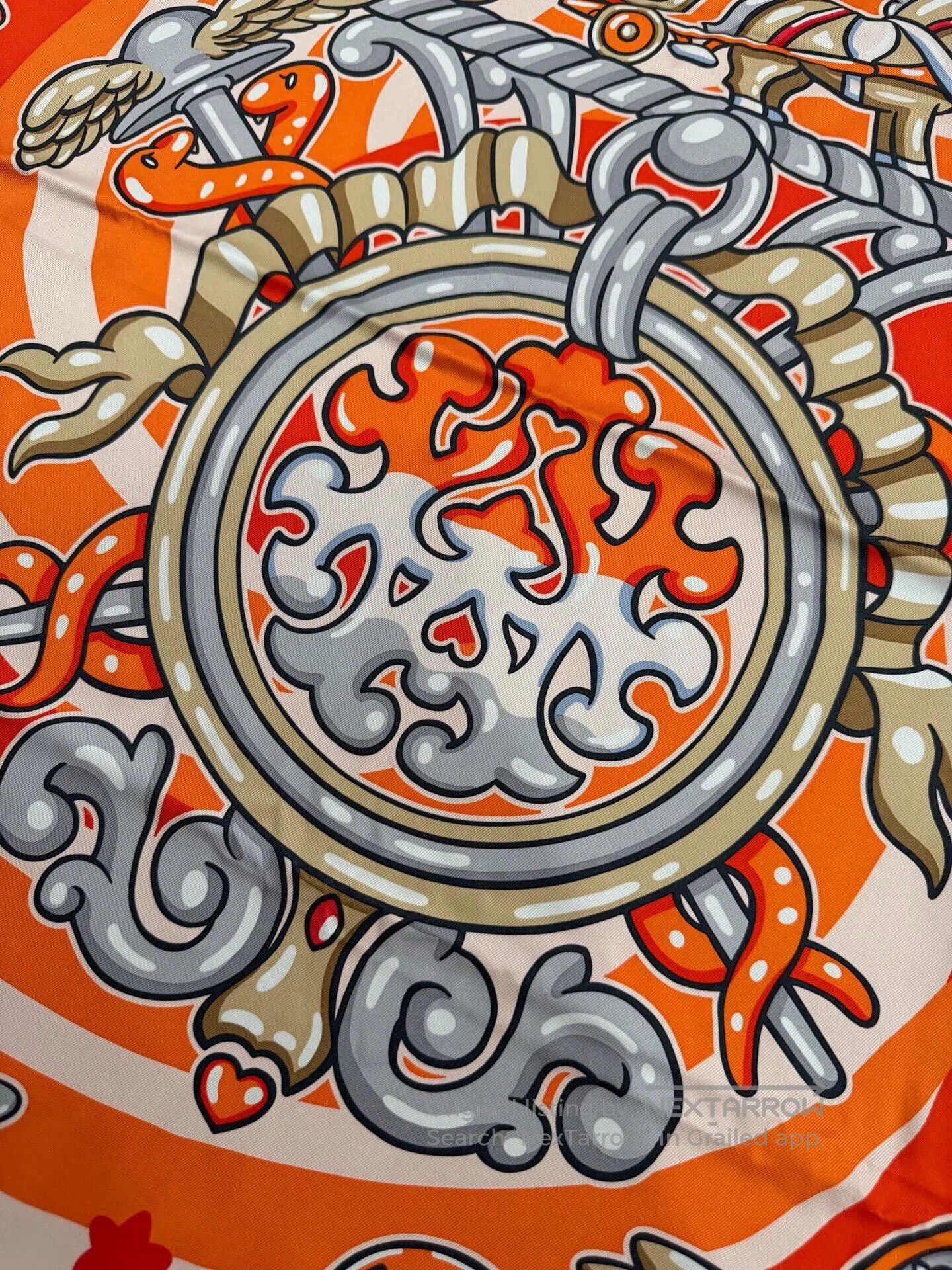 Hermes Hermes Orange Pegasus Logo Silk Scarf. Size ONE SIZE - 6 Thumbnail