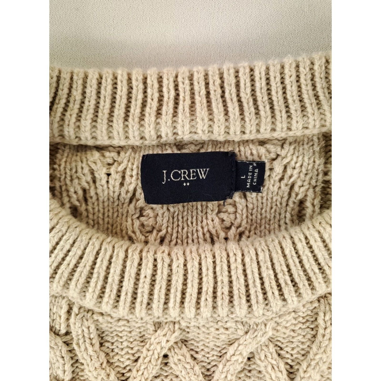 J.Crew J.CREW Sweater Cable Knit Cotton White Long Sleeve Mens L Pullover Shirt Size US L / EU 52-54 / 3 - 2 Thumbnail