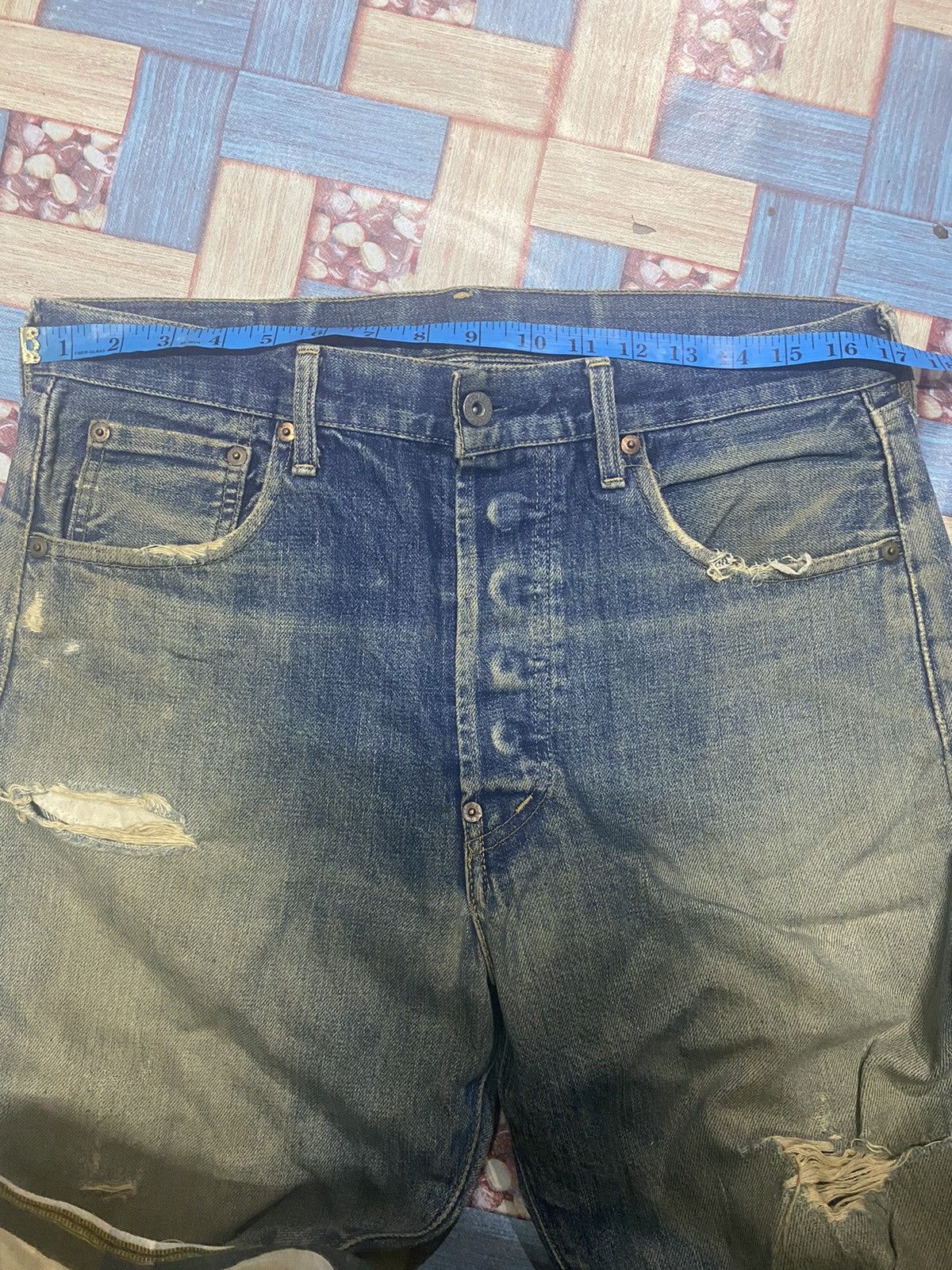 Levi's Levis BE 502 Button J22 Selvedge Distressed Denim Jeans Size US 34 / EU 50 - 21 Thumbnail