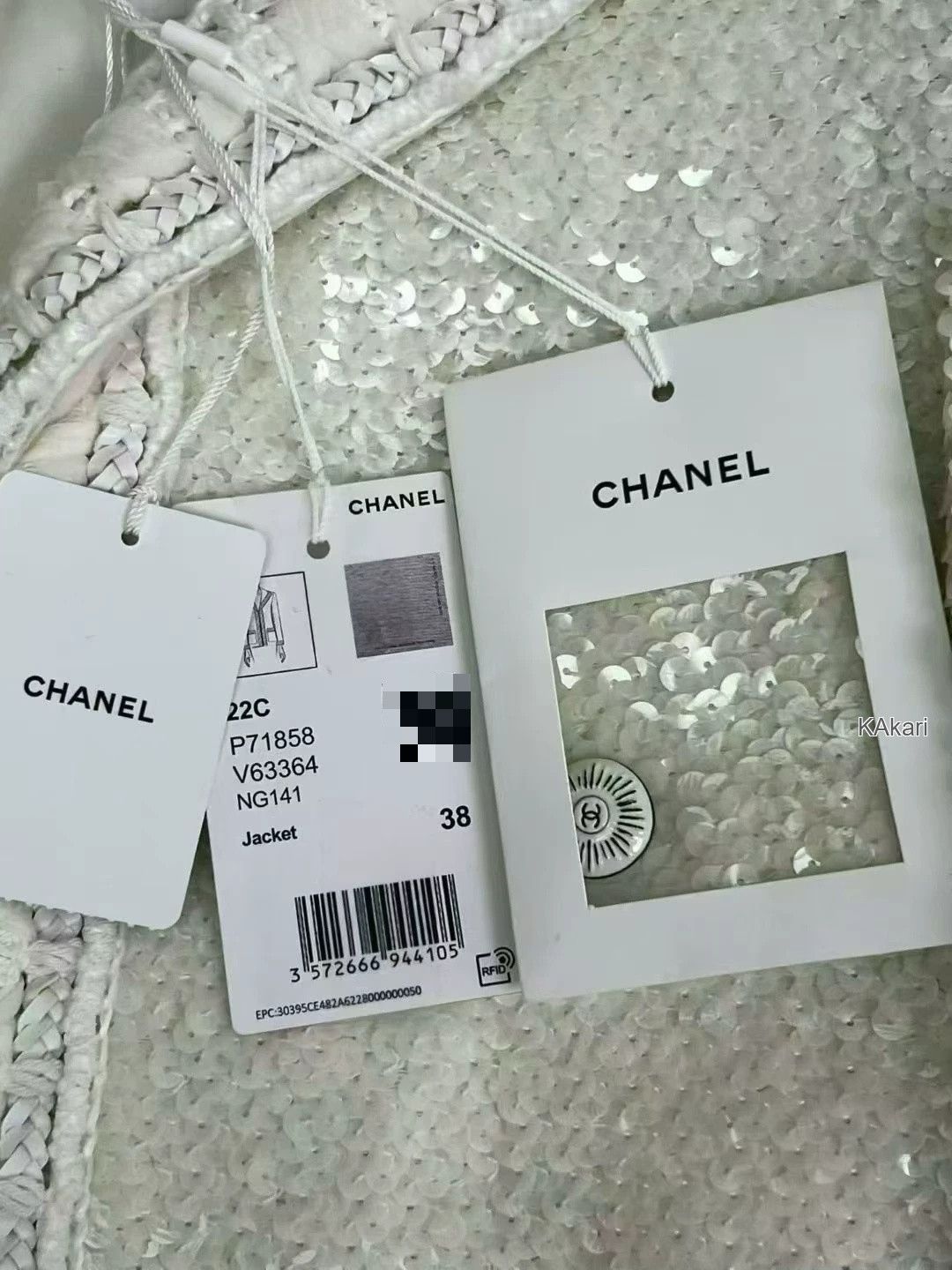 Chanel CHANEL Navy Collar Sequin Jacket Size US M / EU 48-50 / 2 - 5 Thumbnail