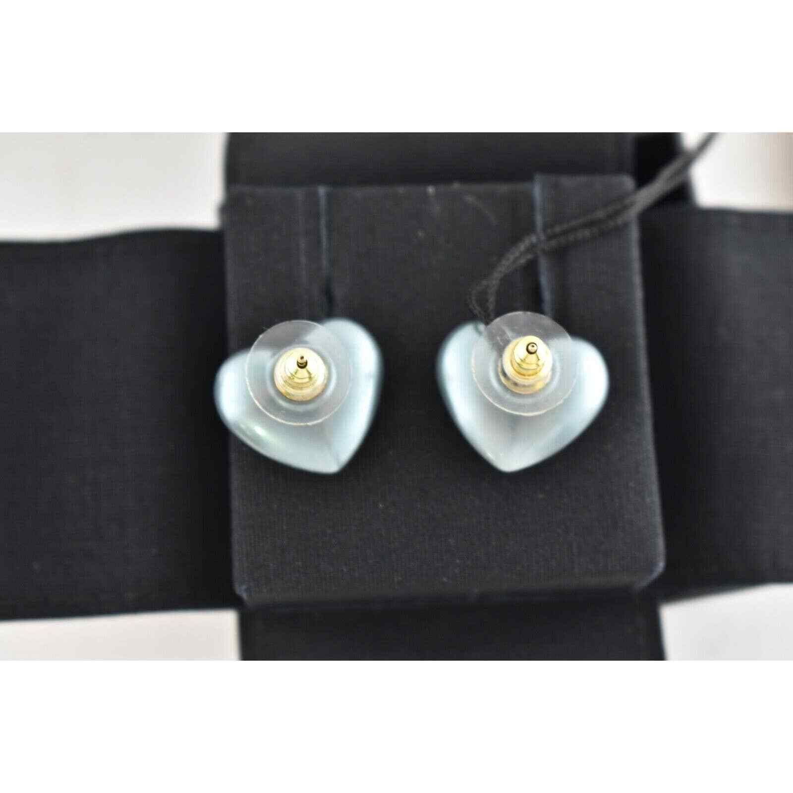 Chanel Chanel Heart Shape Pearly Blue Gold Crystal Stud Earrings Size ONE SIZE - 11 Thumbnail