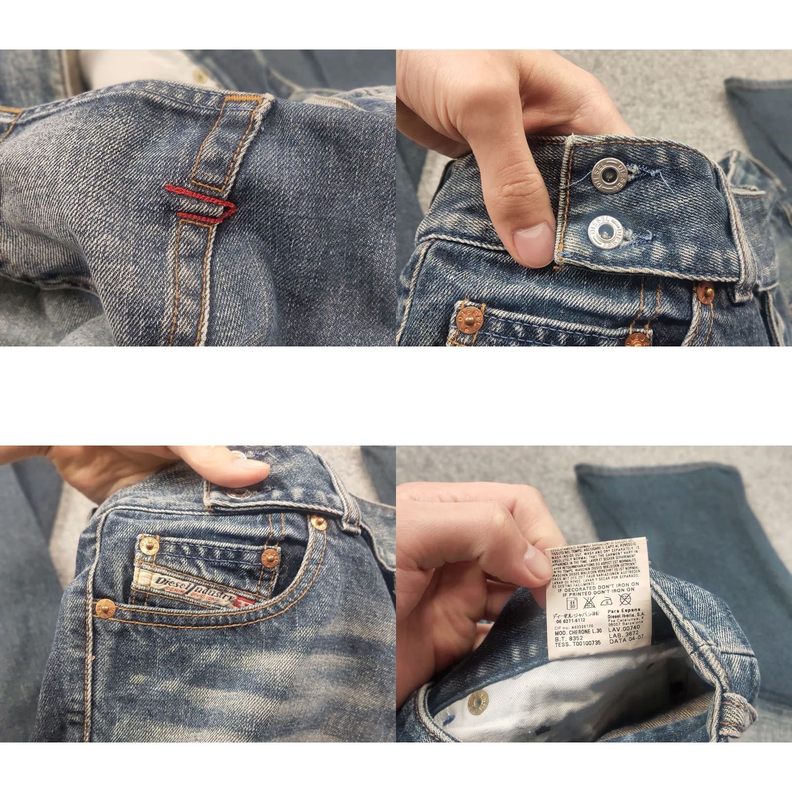 Diesel Vintage Diesel cherock jeans low Rise Belted Flared bootcut dark wash Y2K Opium Size 29" - 9 Thumbnail