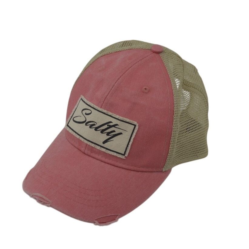 Adams Adams Salty Coral Tan Baseball Distressed Trucker Hat OS Size ONE SIZE - 1 Thumbnail