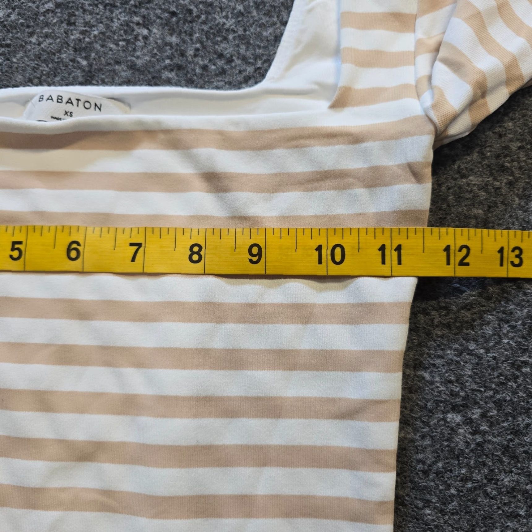 Aritzia Aritzia Babaton Bodysuit Womens XS Beige White Striped Long Sleeve Square Neck Casual Shirt Size XS / US 0-2 / IT 36-38 - 5 Thumbnail
