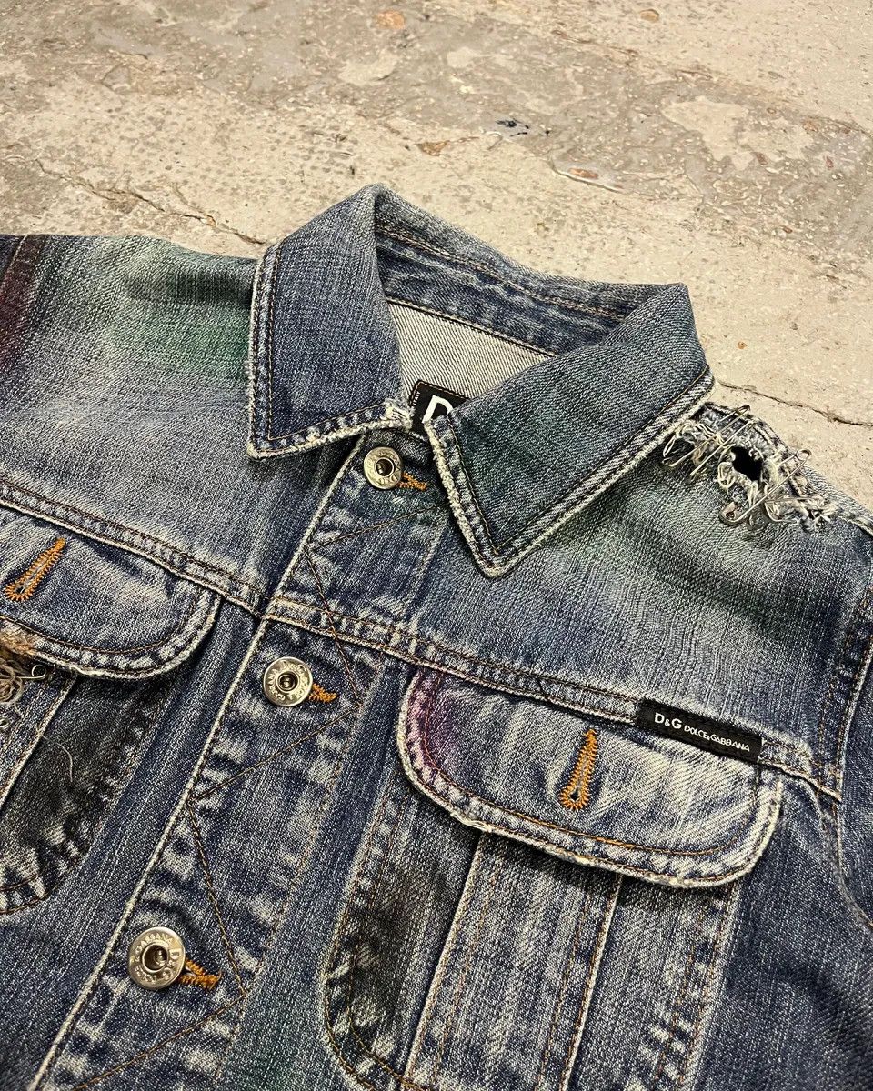 Dolce & Gabbana 2000s Dolce & Gabbana Safety Pin Blue Denim Jacket Size XS / US 0-2 / IT 36-38 - 5 Thumbnail