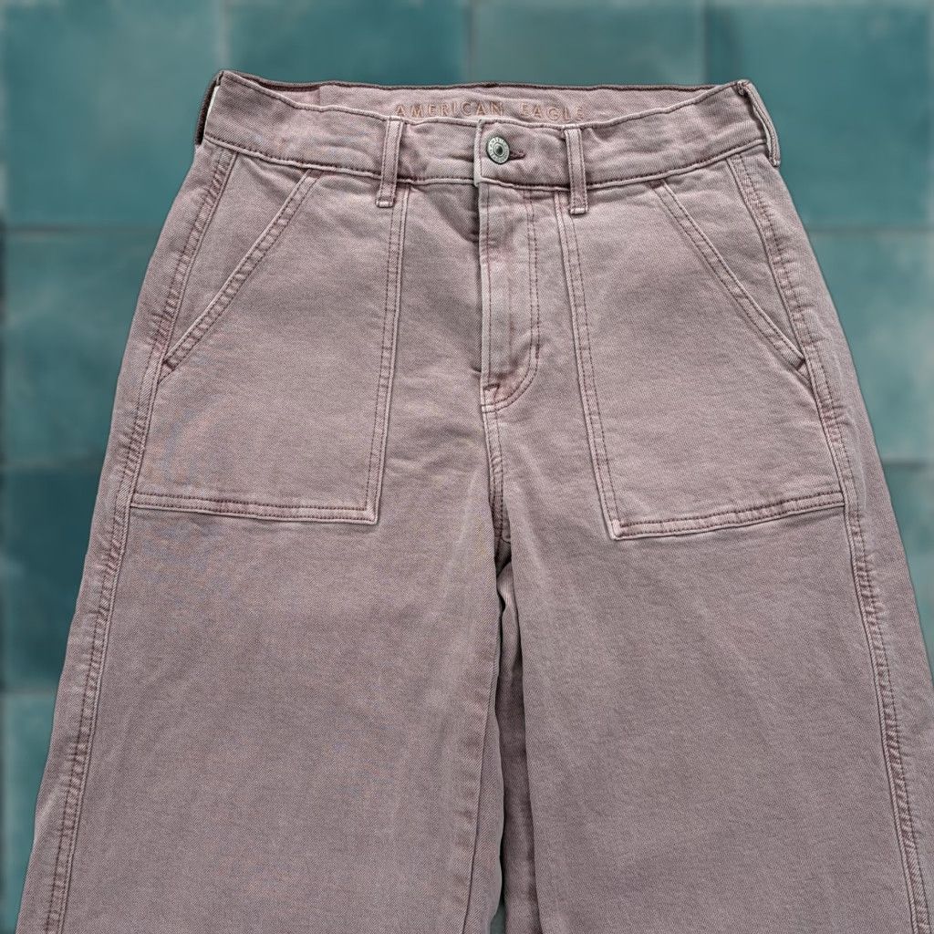 American Eagle Outfitters VINTAGE American Eagle Jeans Womens 2 Pink High Rise Wide-Leg Stretch Denim Y2K Size 26" / US 2 / IT 38 - 1 Thumbnail
