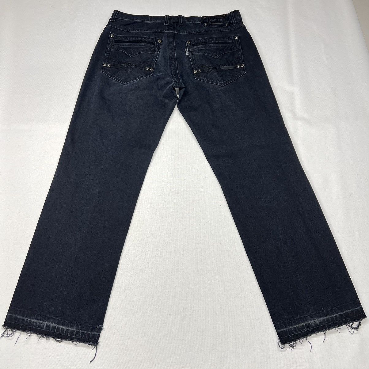 Vintage Parish Jeans Black Denim Straight Distressed Y2K Baggy Size US 40 / EU 56 - 17 Thumbnail