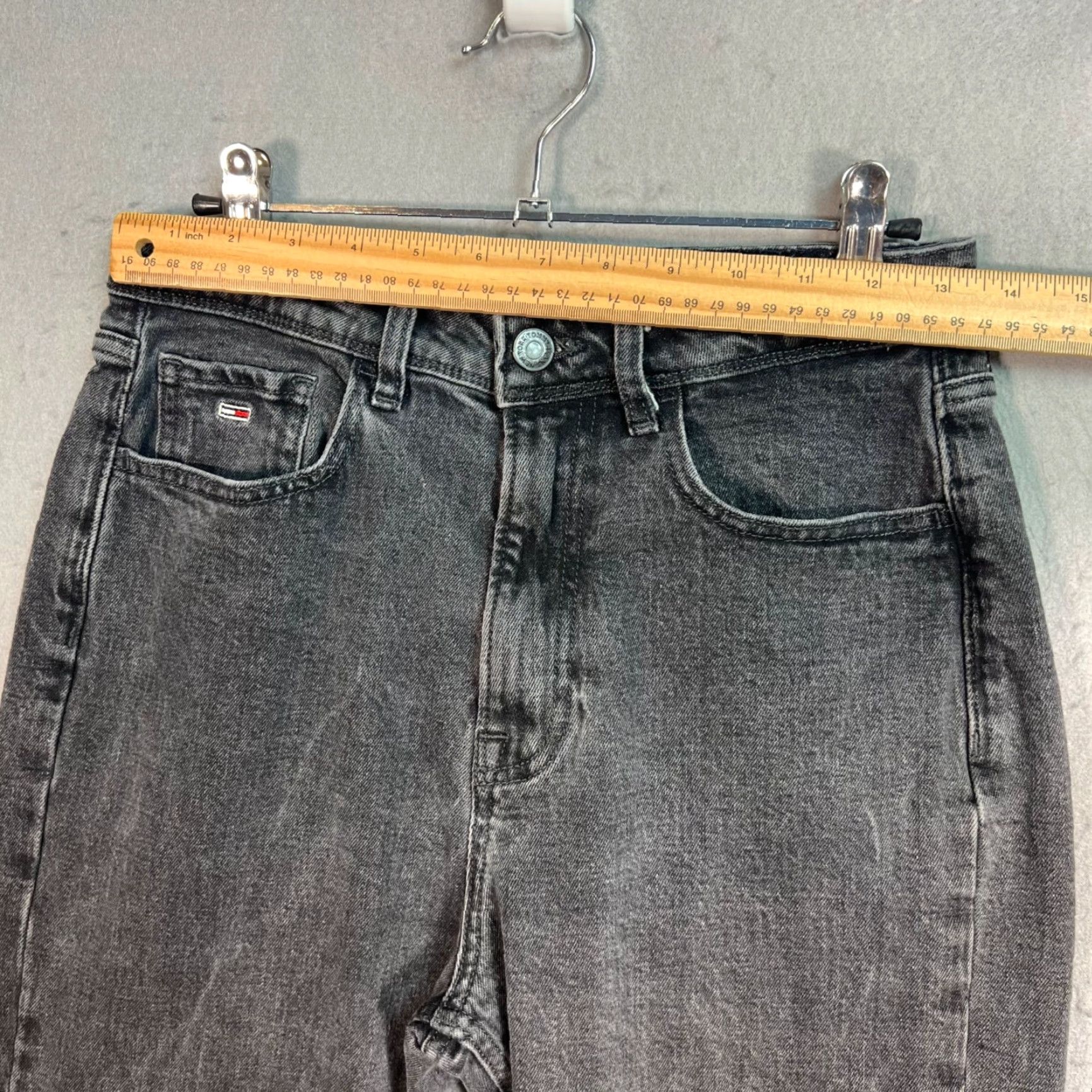 Tommy Hilfiger Tommy Jeans Womens Black Denim Jeans Size 27 x 30 Straight High Rise 5-Pocket Logo Vintage: No Size 27" / US 4 / IT 40 - 6 Thumbnail