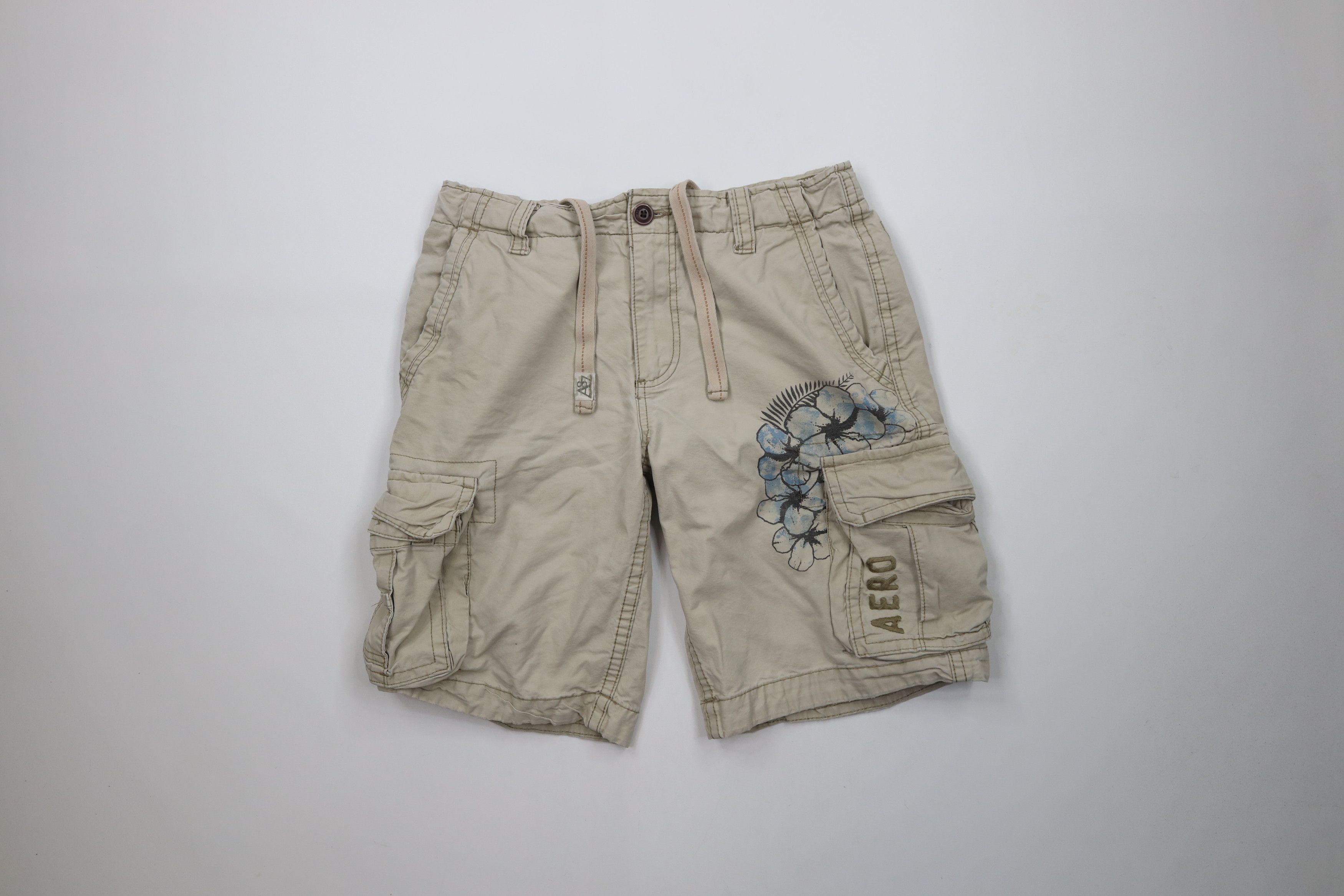 Aeropostale × Vintage Vintage Y2K Aeropostale Flower Cargo Shorts Beige Cotton Size US 31 - 1 Thumbnail