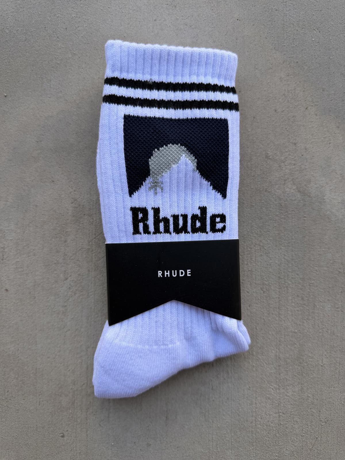 Rhude Rhude White Crew Socks Logo Mountain Graphic Brand New Size ONE SIZE - 1 Thumbnail