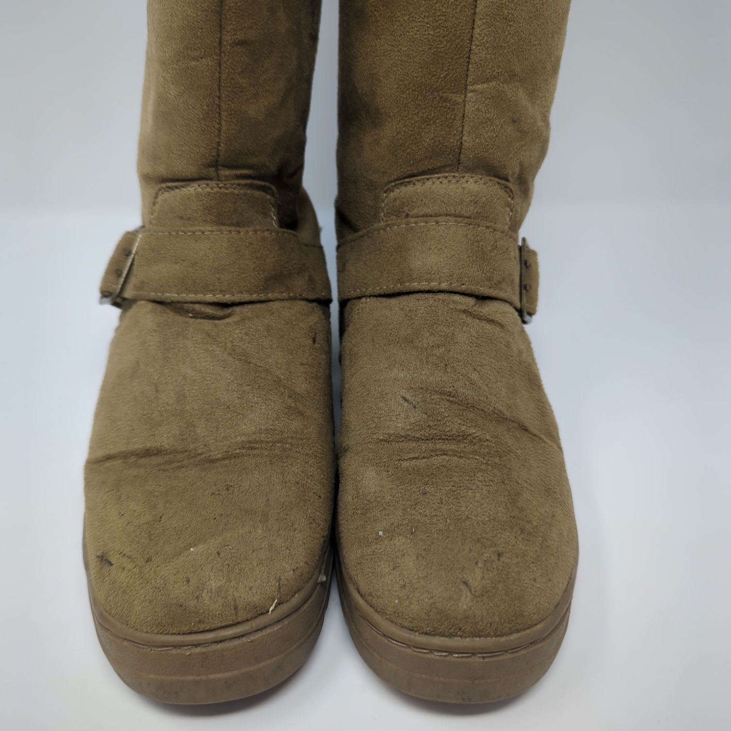 Other SO Womens Boot Tan Suede Fabric Faux Fur Lined Pull On 8 Size US 8 / IT 38 - 3 Thumbnail