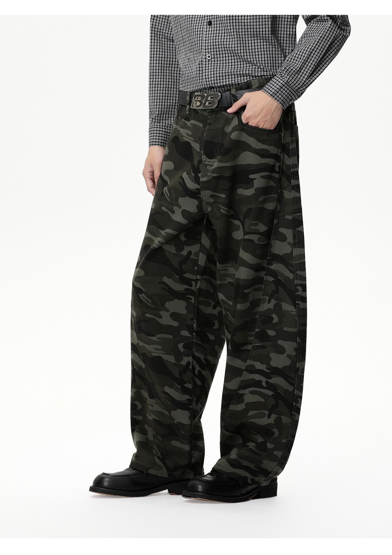 Japanese Brand Men's retro wide-leg loose vibe washed camouflage jeans Size US 32 / EU 48 - 3 Thumbnail