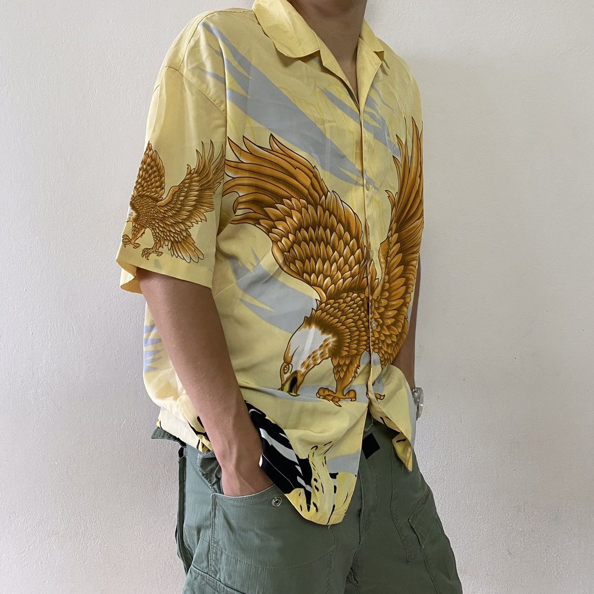 Vintage Hawaiian Alpha Shirt Anima Eagle Stripe Printed Size US XL / EU 56 / 4 - 3 Thumbnail