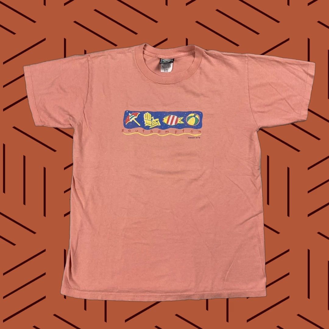 Pinko VINTAGE BREEZIN' UP HAMPTONS BEACH T-SHIRT MENS LONG SLEEVE GRAPHIC PINK 90s Size US M / EU 48-50 / 2 - 1 Thumbnail