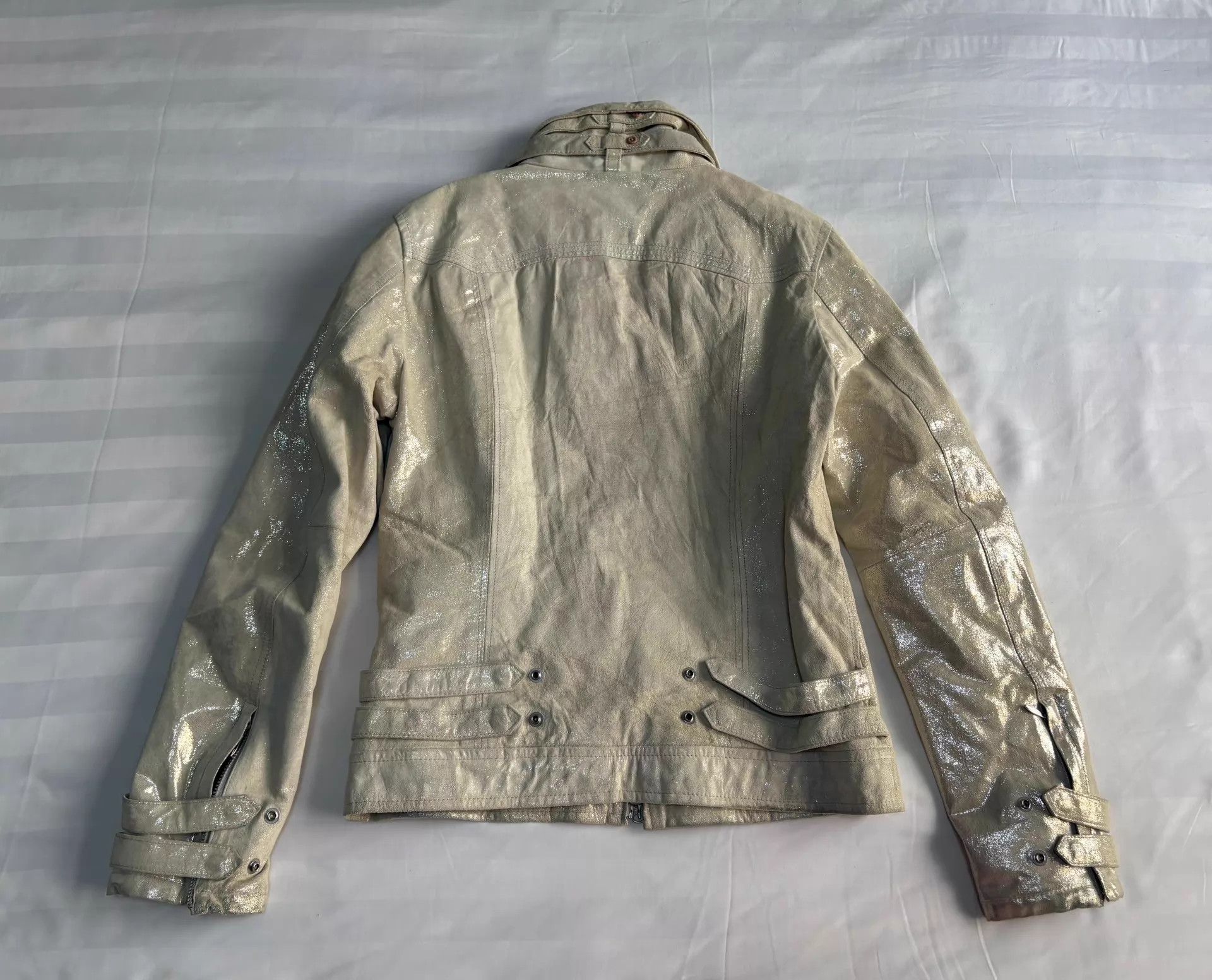Tornado Mart Tornado Mart Vintage Rare Leather Jacket Waxed Shimmer Straps Size L / US 10 / IT 46 - 8 Thumbnail