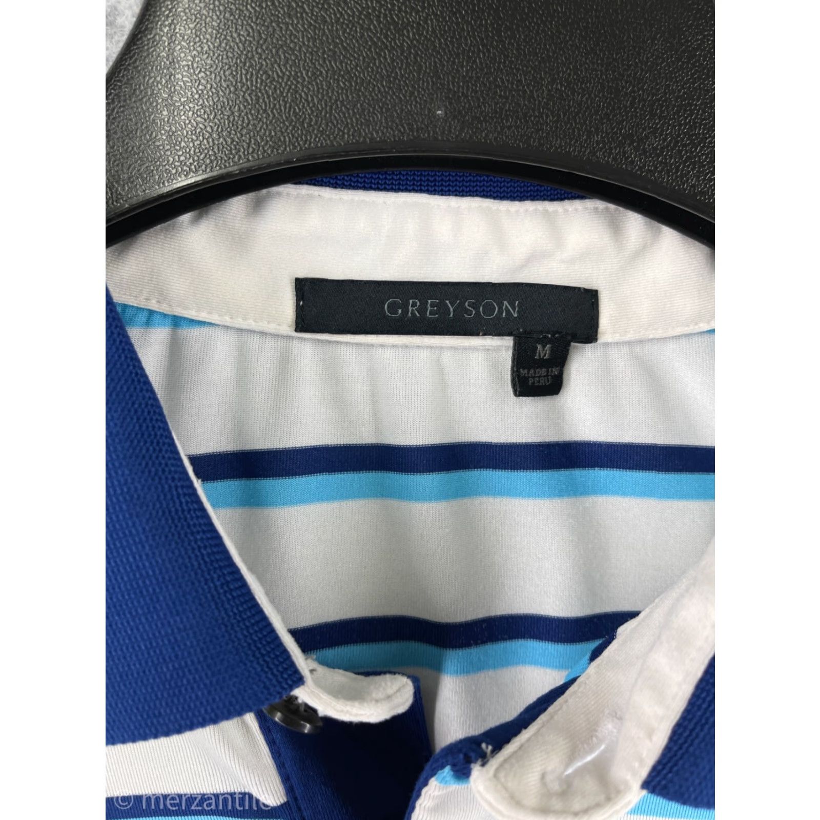 Vintage Greyson Polo Shirt Men Medium Blue White Stripe Golf Cotton Blend Outdoor Size US M / EU 48-50 / 2 - 3 Thumbnail