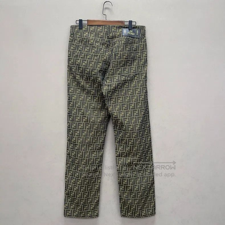 Fendi Fendi Brown Logo Full Print Pocket Straight Jeans Size US 32 / EU 48 - 2 Thumbnail