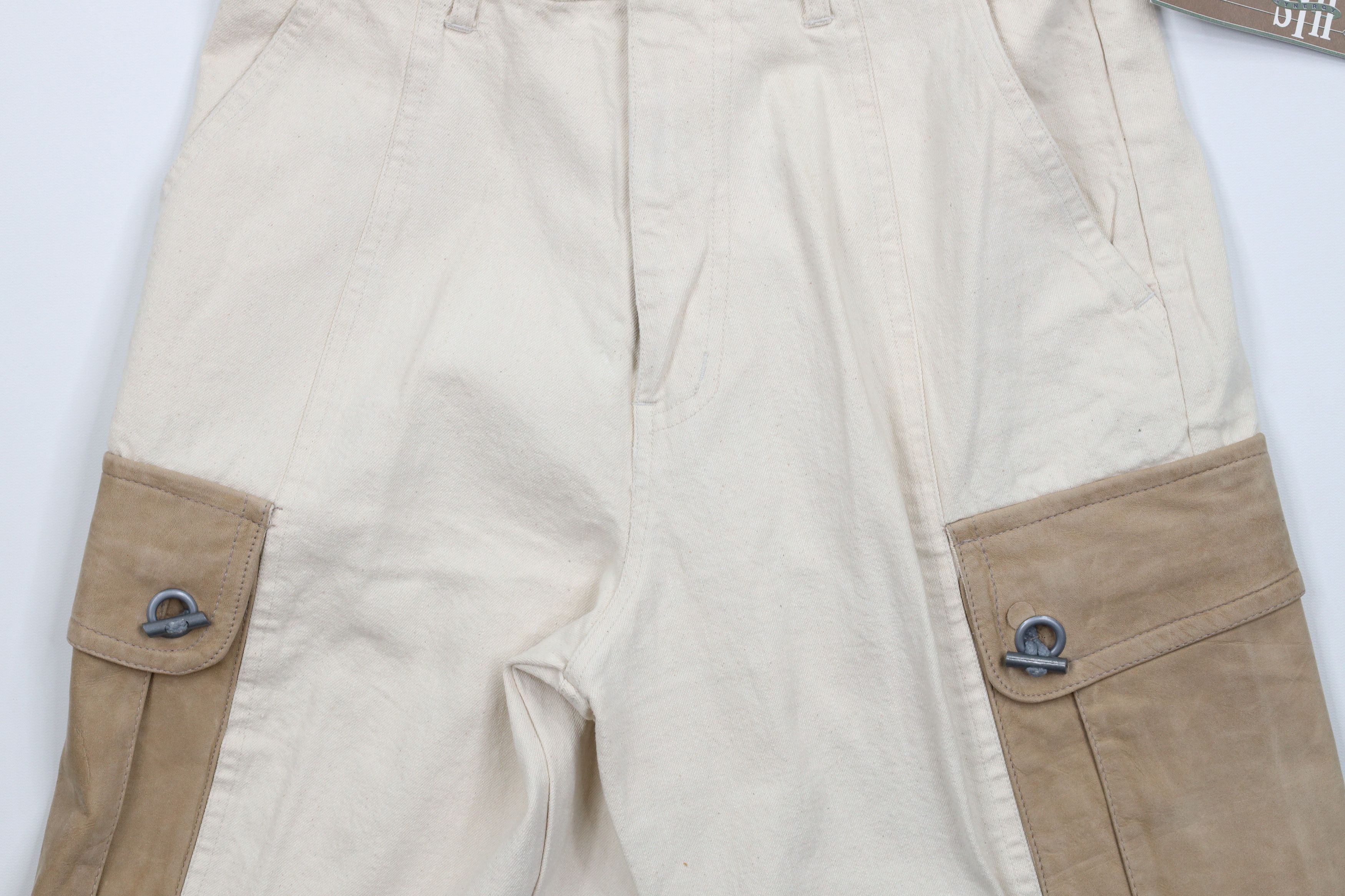 Vintage Deadstock Vintage 90s Streetwear Leather Denim Cargo Shorts Size US 31 - 3 Thumbnail