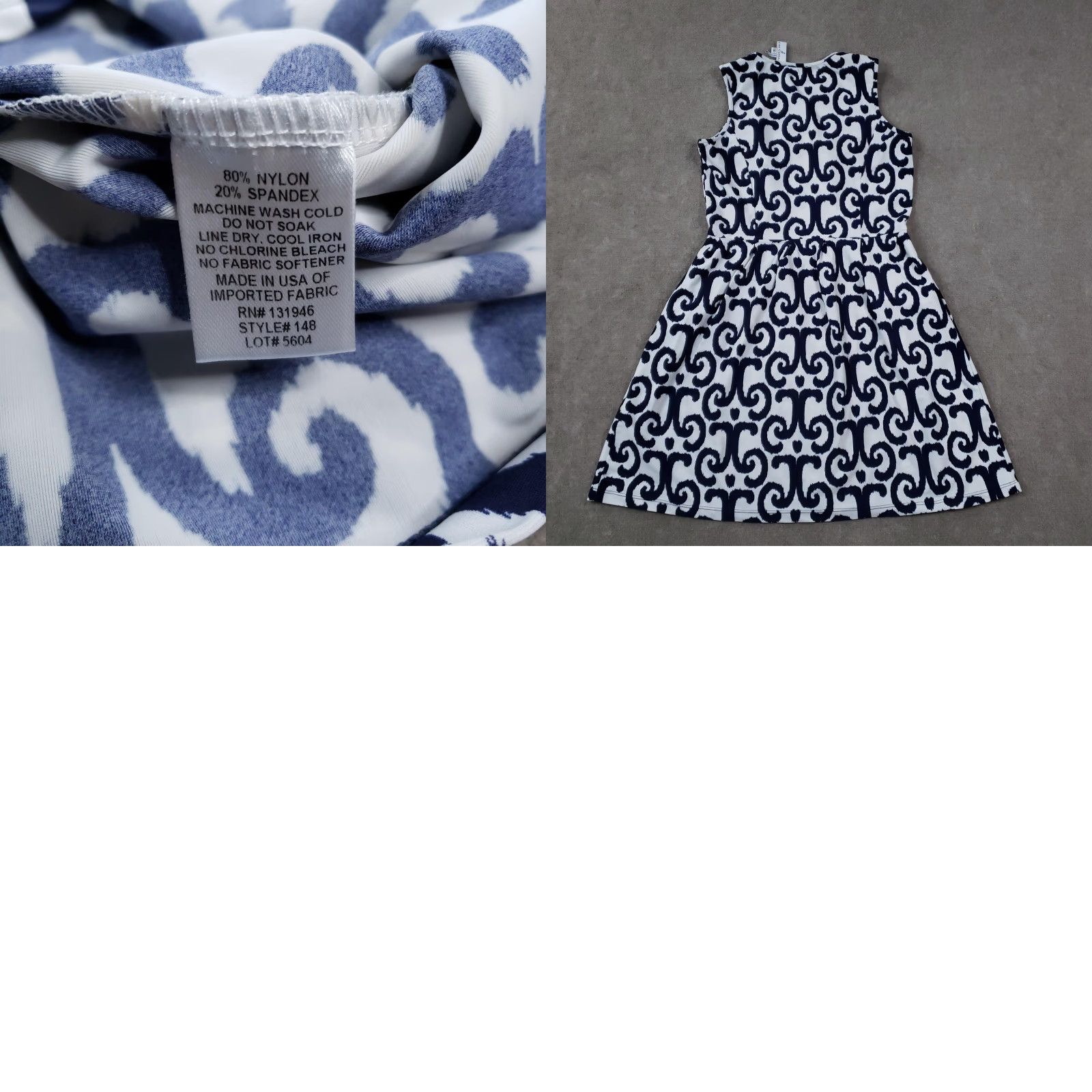 Vintage Jude Connally Dress Womens Small Blue Sleeveless Fit Flare Short Jersey Nylon Spandex Pullover Geometric Preppy Scoop Neck Made USA Size S / US 4 / IT 40 - 8 Thumbnail