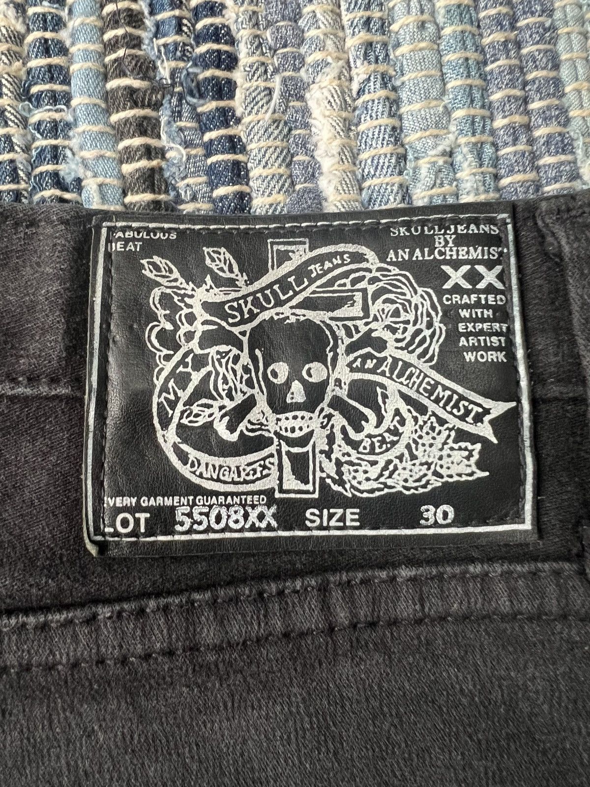 Skull Jeans by an Alchemist Super Flare Skulls Jeans Goth Post Apocalypse Denim Jeans Size US 30 / EU 46 - 9 Thumbnail
