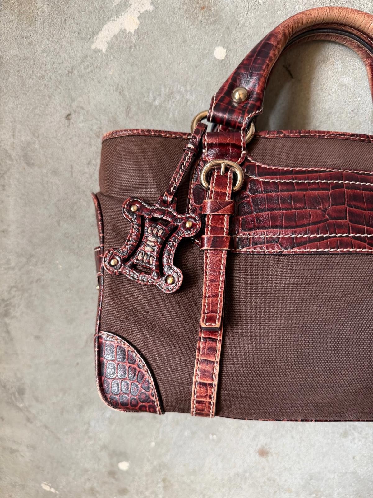Celine Celine Boogie Charm Embossed Canvas Shoulder Bag Brown Size ONE SIZE - 2 Thumbnail