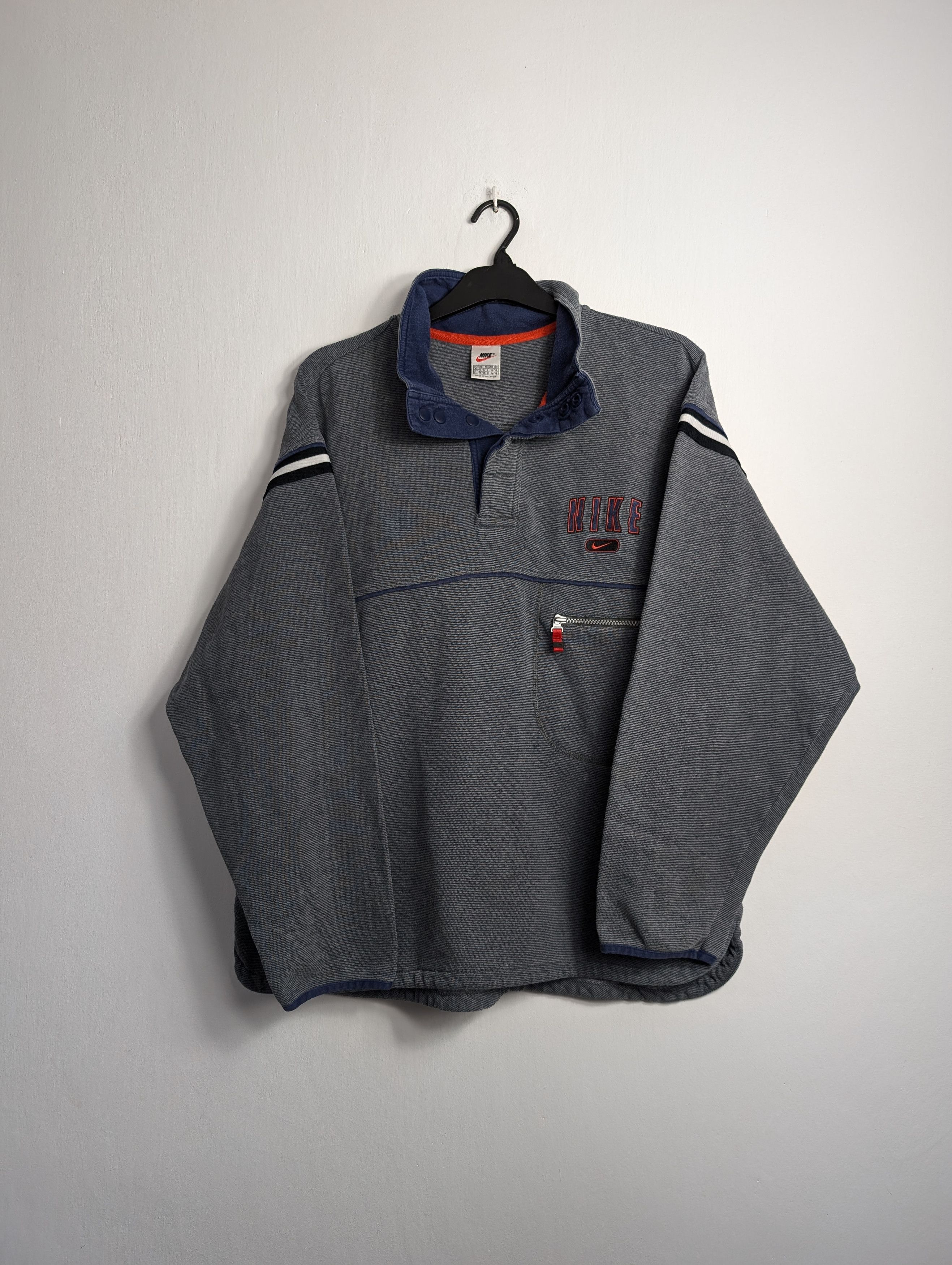 Nike × Vintage Vintage 90s Nike 1/4 Button Down Sweatshirt Size US XL / EU 56 / 4 - 1 Thumbnail