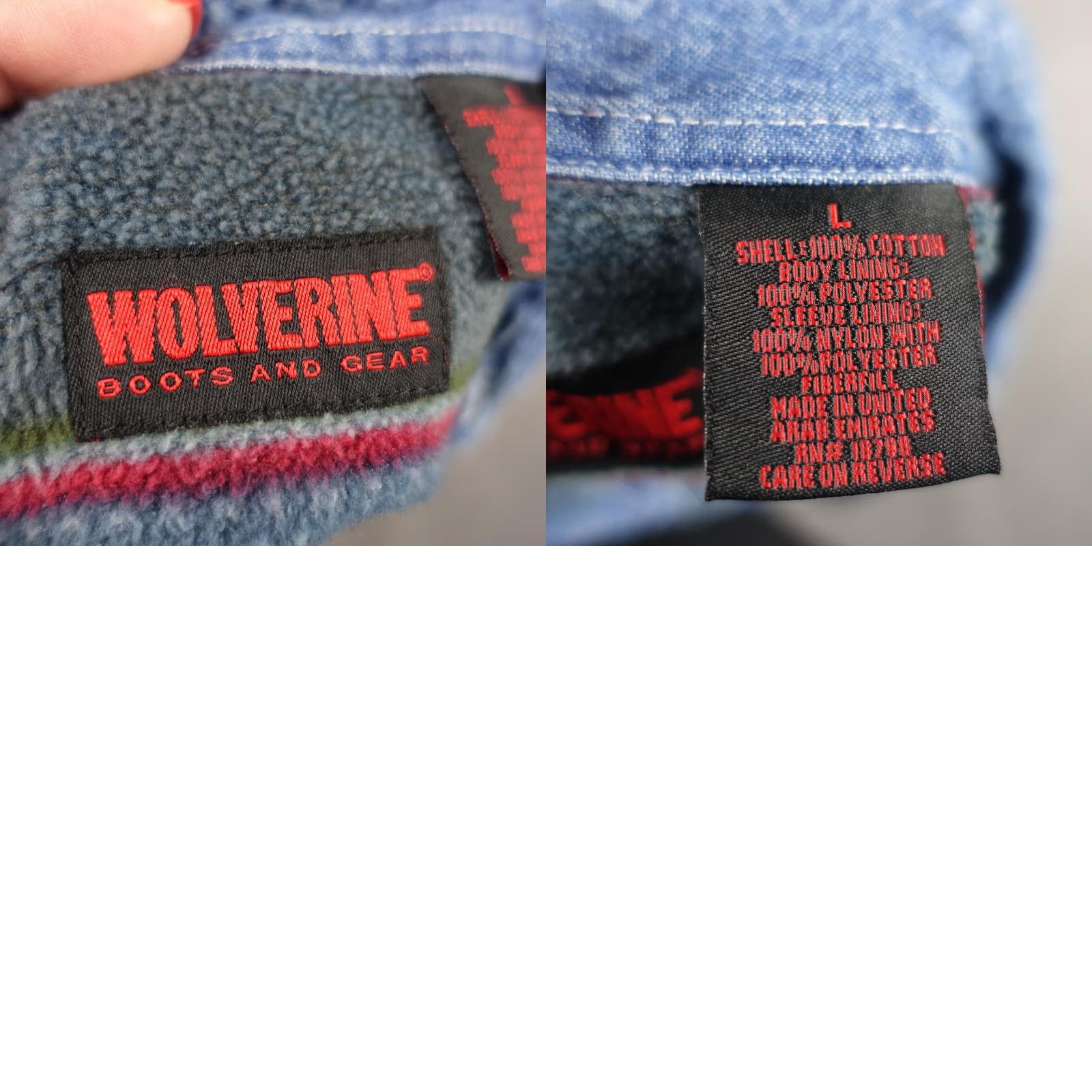 Denime Wolverine Jacket Mens Large Blue Denim Fleece Lined Button Up Workwear Insulated Size US L / EU 52-54 / 3 - 9 Thumbnail