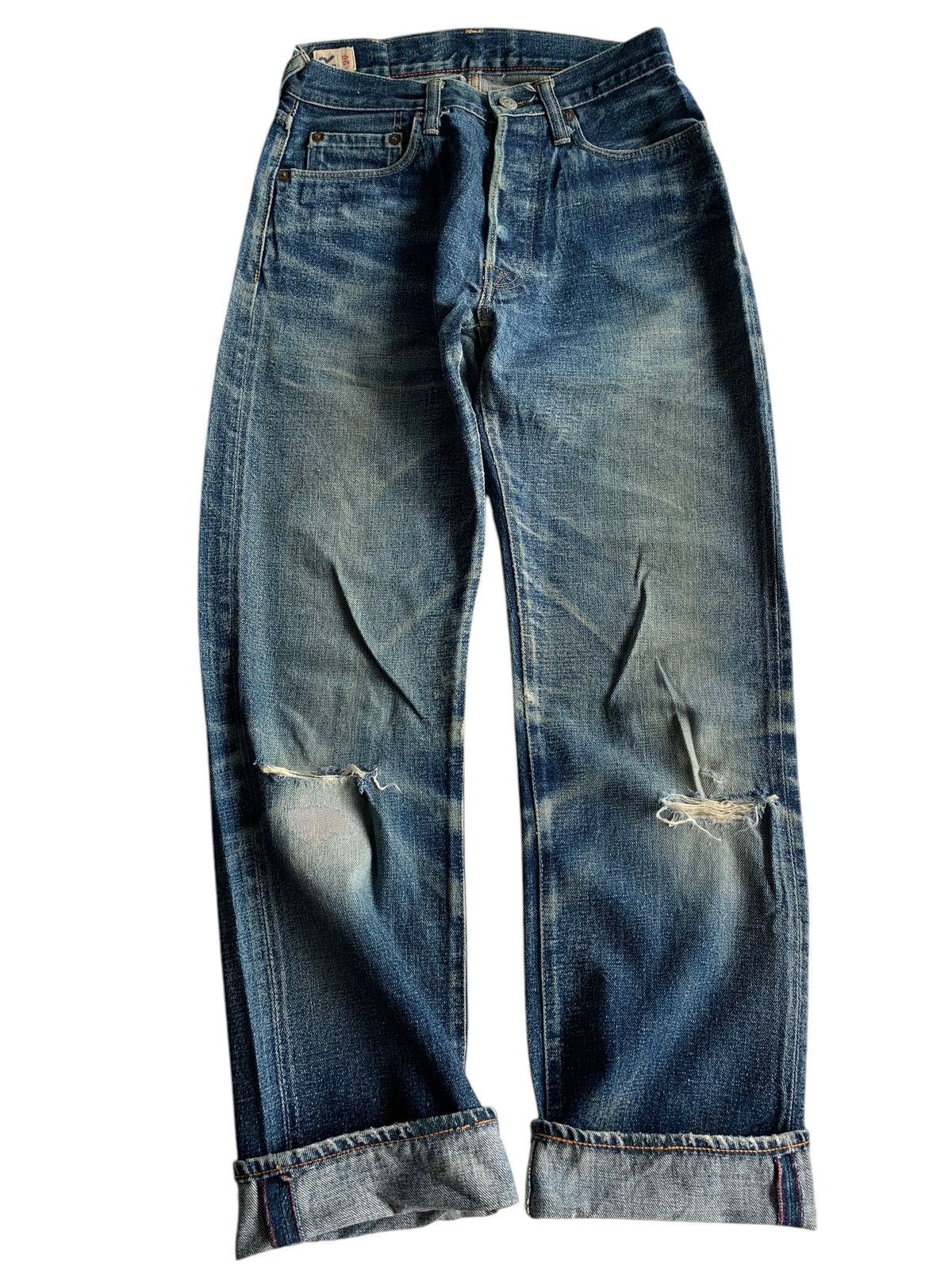 Vintage Vintage 45Rpm Selvedge Button Fly Rusty Distressed Denim Size US 27 - 5 Thumbnail