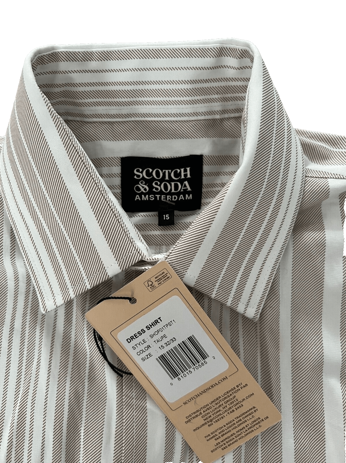 Scotch & Soda Scotch & Soda Amsterdam Stripe Button Shirt Taupe / White Size US M / EU 48-50 / 2 - 2 Thumbnail