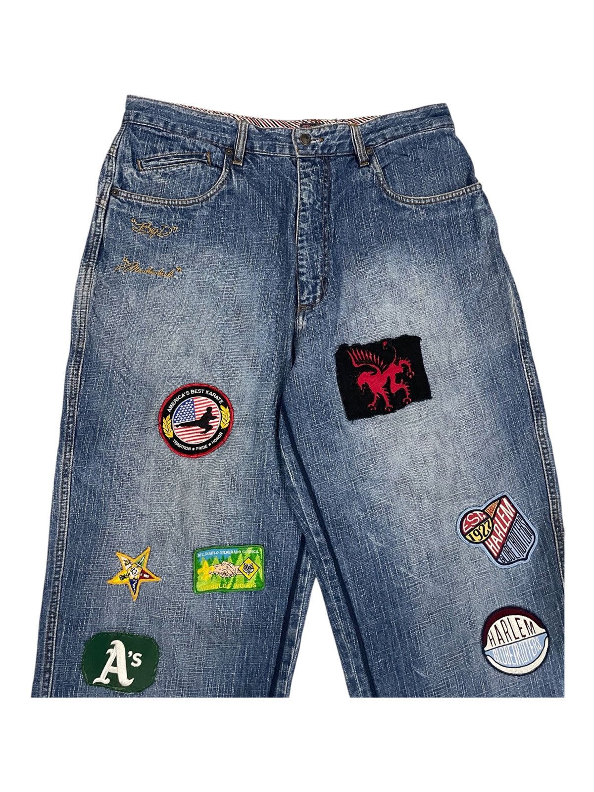 Fubu × Harlem Globetrotters × JNCO Y2K FUBU PLATINUM Harlem Globetrotters Patches Baggy Jeans Size US 34 / EU 50 - 3 Thumbnail