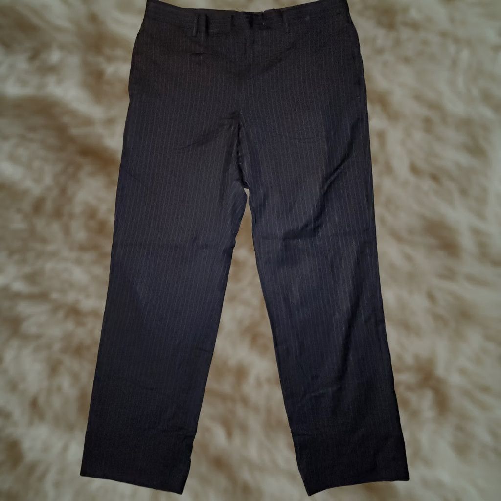 Banana Republic VINTAGE Banana Republic Modern Fit Dress Pants Mens 35x32 Black Striped 99% Wool Lined Size US 35 - 1 Thumbnail