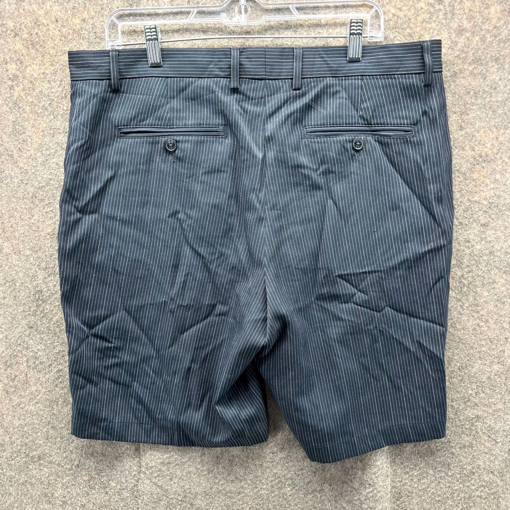 Vintage Greg Norman Shorts Mens 36 Chino Flat Front Cotton Striped Black Blue Fall Summer 9in Inseam Regular Rise Button Closure Vintage: No Mens Size US 36 / EU 52 - 2 Thumbnail