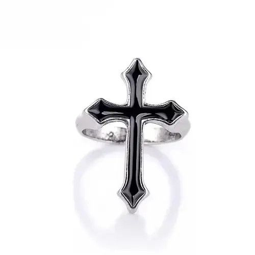 Japanese Brand × Vintage Men Vintage Goth Black Sword Cross Open Rings Size ONE SIZE - 4 Thumbnail
