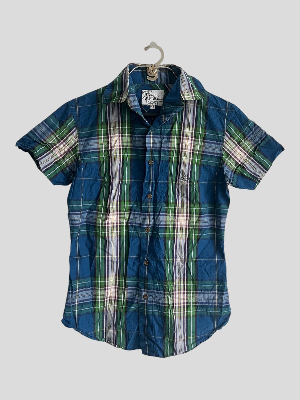 Vivienne Westwood VW Man Orbs Embroidered Plaid Unstructured Collar B/D Shirt Size US M / EU 48-50 / 2 - 2 Thumbnail