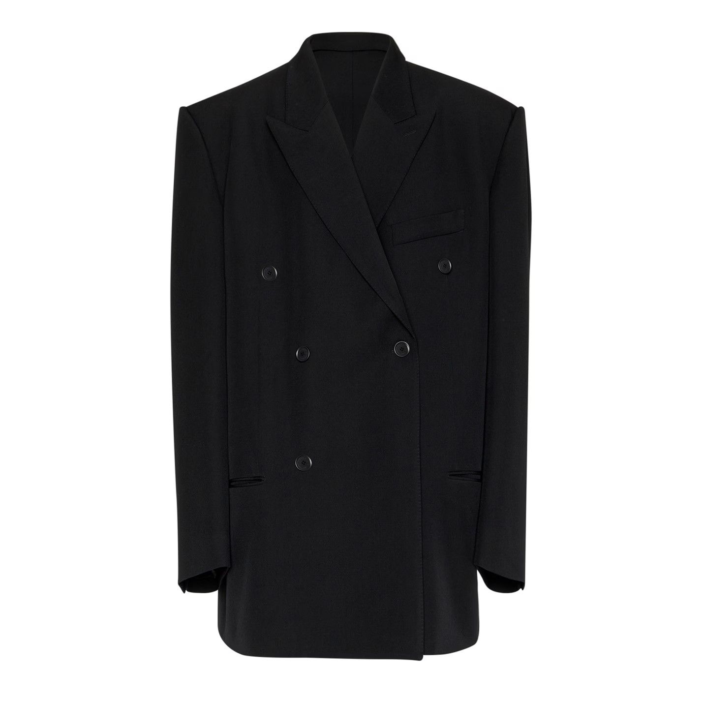 Balenciaga o1g2r1mq0226 Oversized Double Breasted Wool Blazer In Black Size US L / EU 52-54 / 3 - 1 Thumbnail