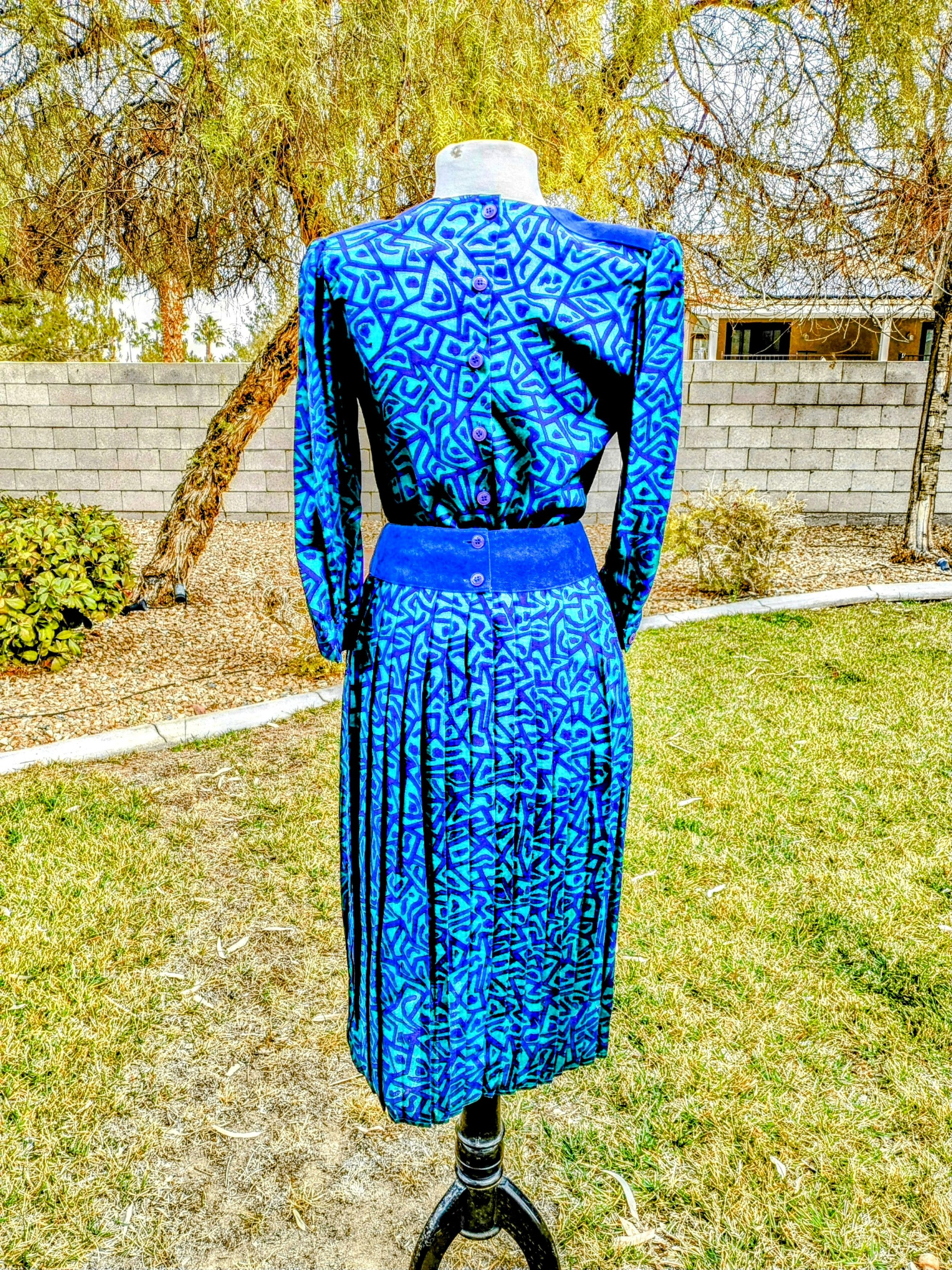 Vintage VTG Maggy London Jeannene Booher Retro 1980s Midi Dress Size S / US 4 / IT 40 - 2 Thumbnail